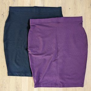 2 Universal Standard Danube Skirts - Petite Small - Aubergine and Black